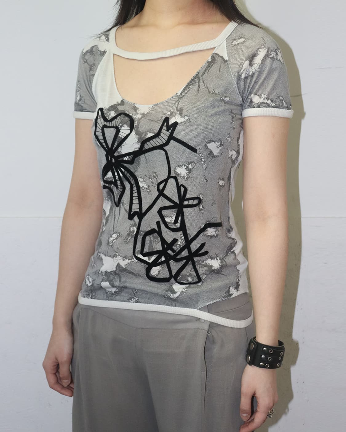 크리스찬 디올 by 존 갈리아노 06AW 레이스 프린트 컷 아웃 티셔츠 상품이미지2