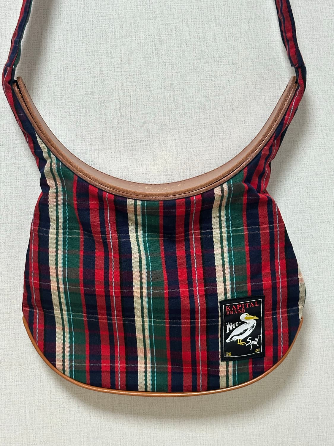 (새상품, 택o) Kapital 캐피탈 펠리컨 퍼플 체크 숄더백 상품이미지1