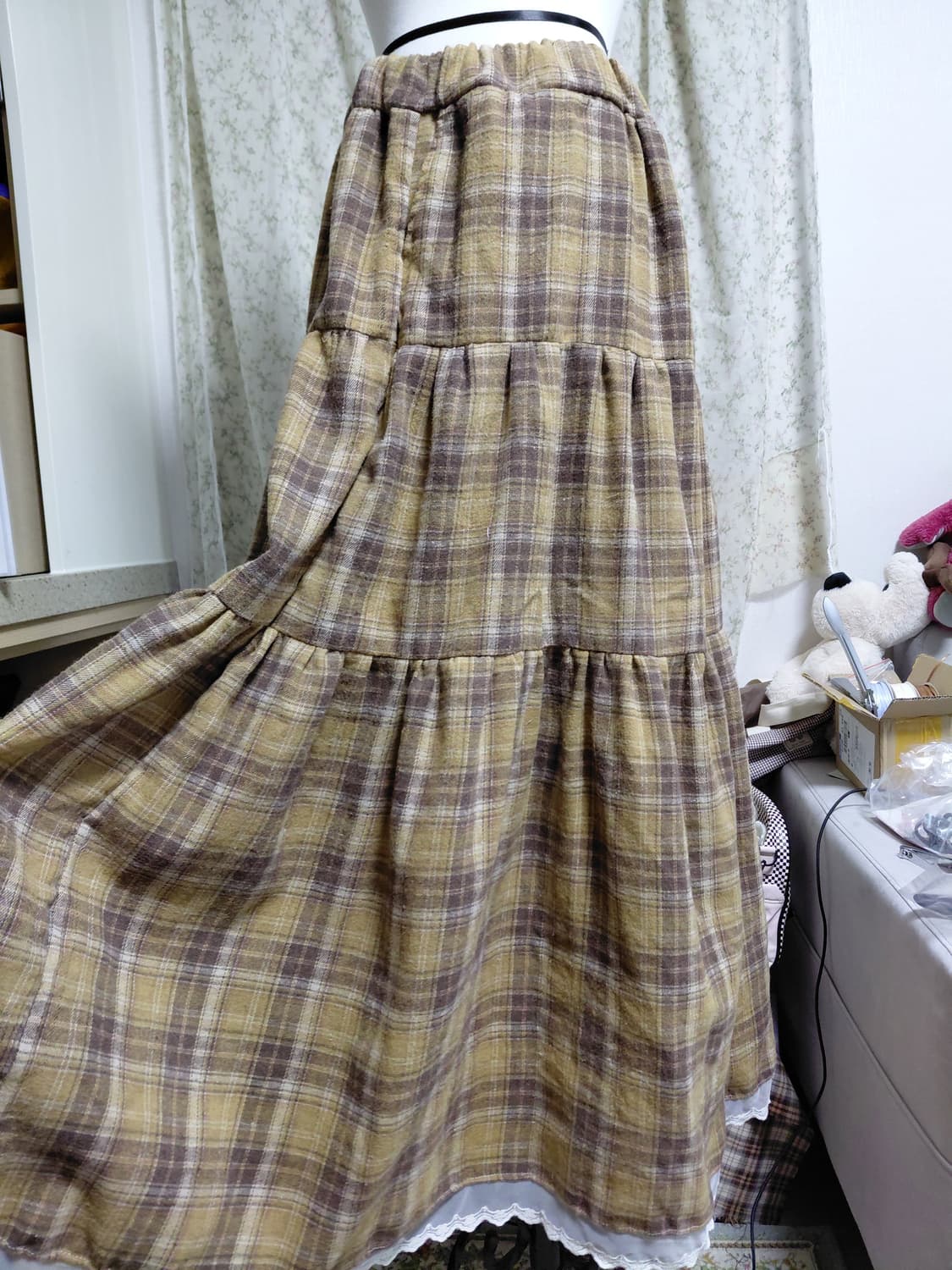 [핸드메이드] 체크 캉캉 롱 스커트 상품이미지2