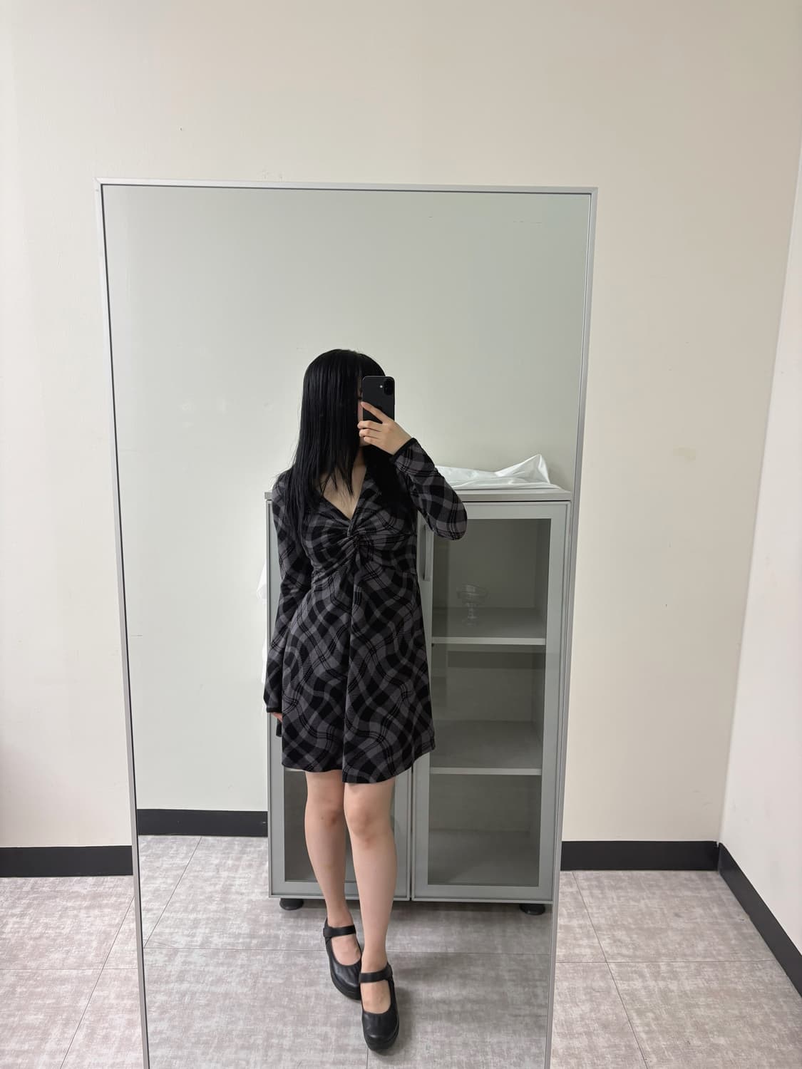 check pattern wrap dress 상품이미지5