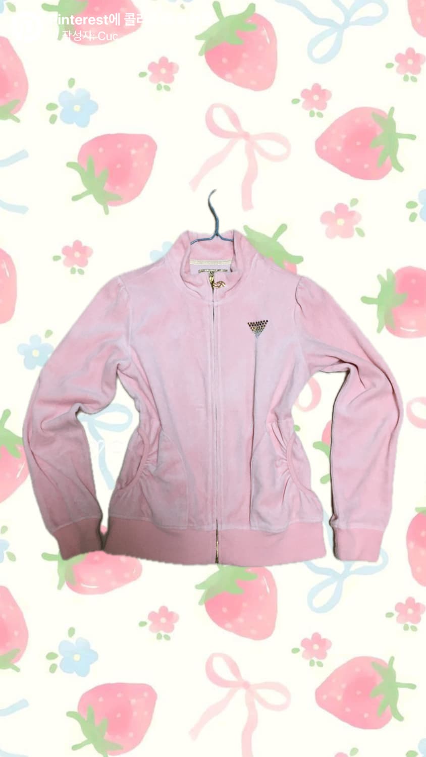 게스💗딸기우유 벨벳 집업🍓 상품이미지1