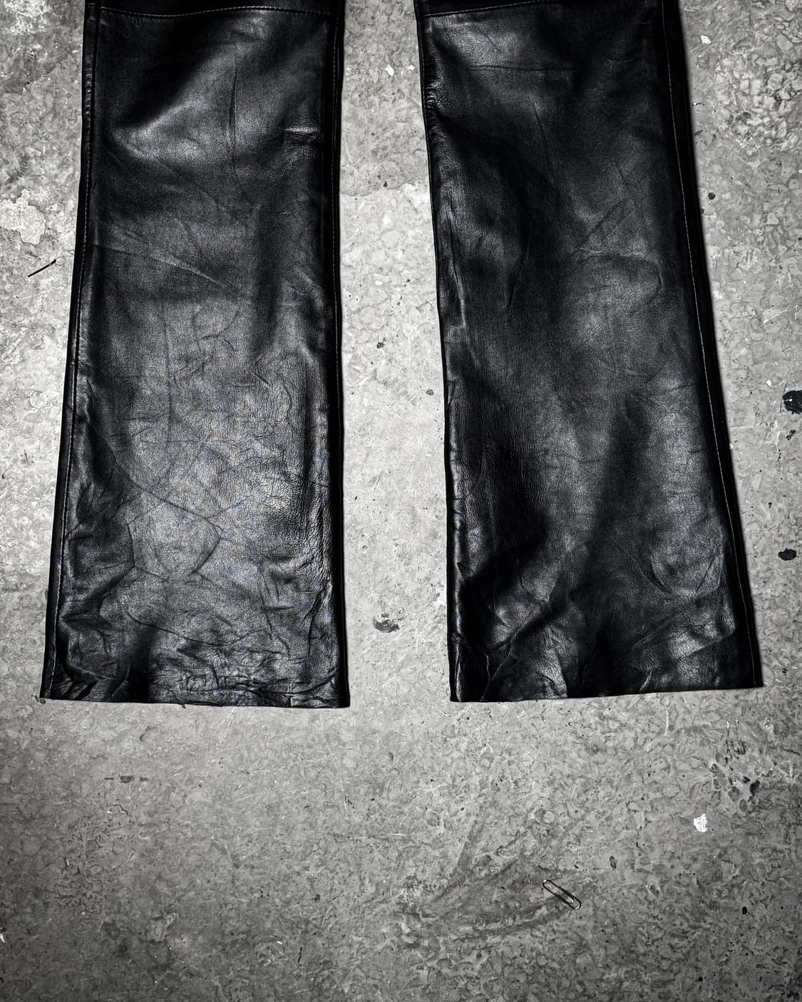 Vintage Black Leather Boot-cut Pants 상품이미지8