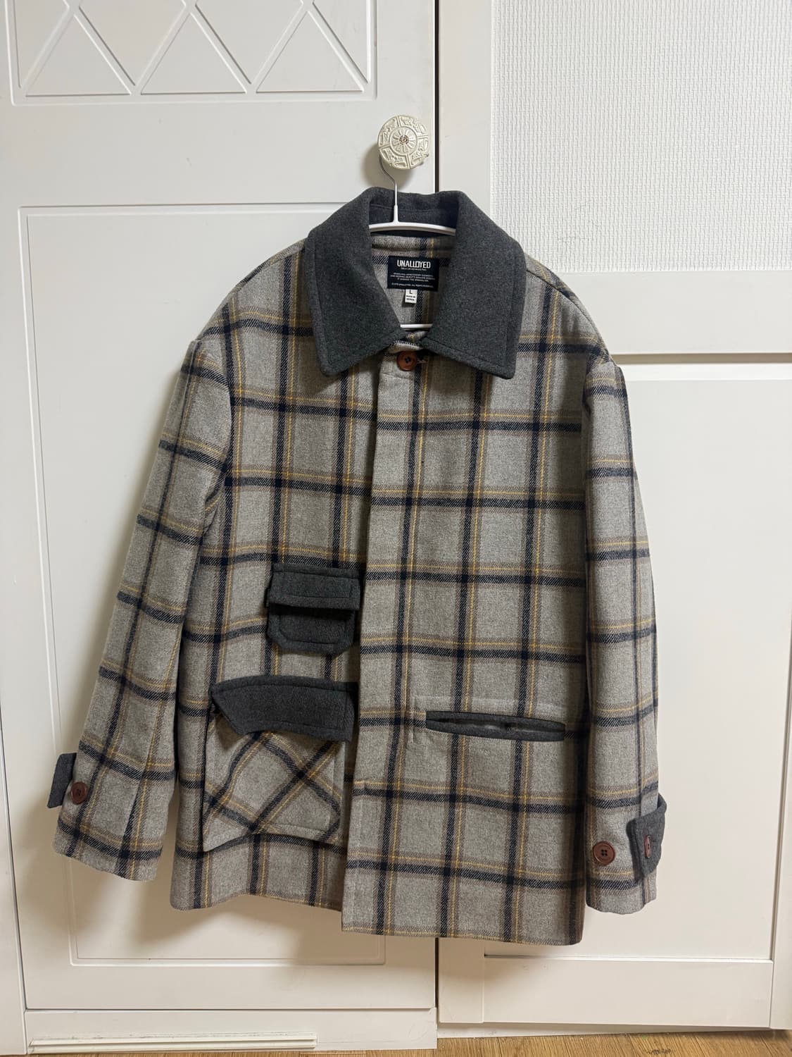 어널로이드 울 체크 점퍼 그레이 L 상품이미지2