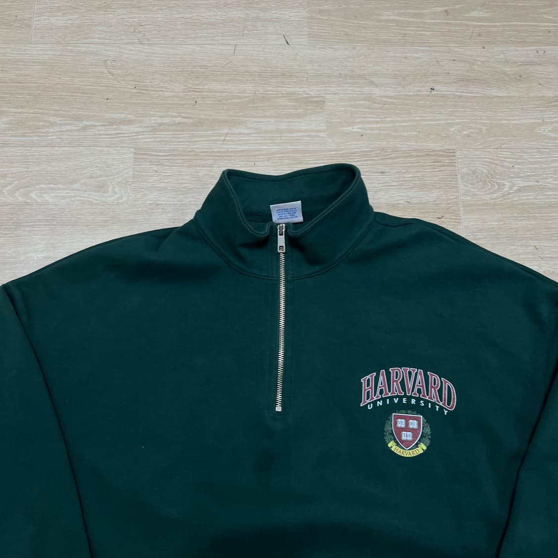 하버드 유니버시티 프린팅 반집업 맨투맨 스웨트셔츠 [그린] 2XL/110 상품이미지2