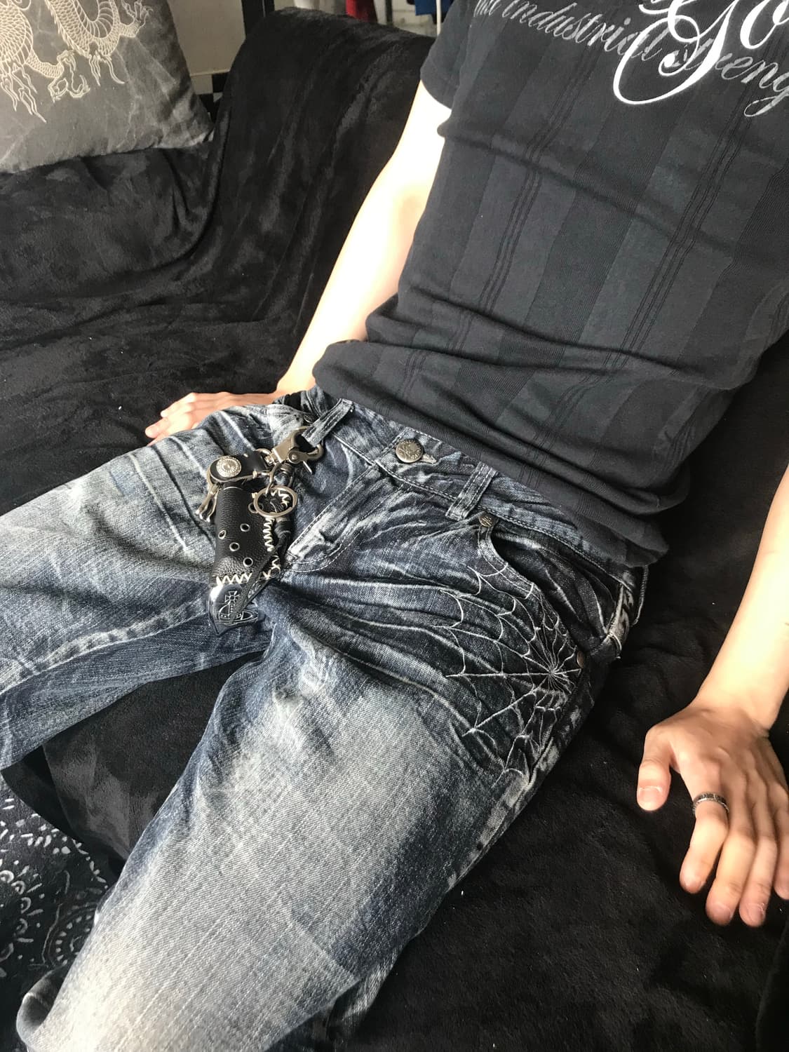 Punk net embriodery printing jeans 상품이미지6