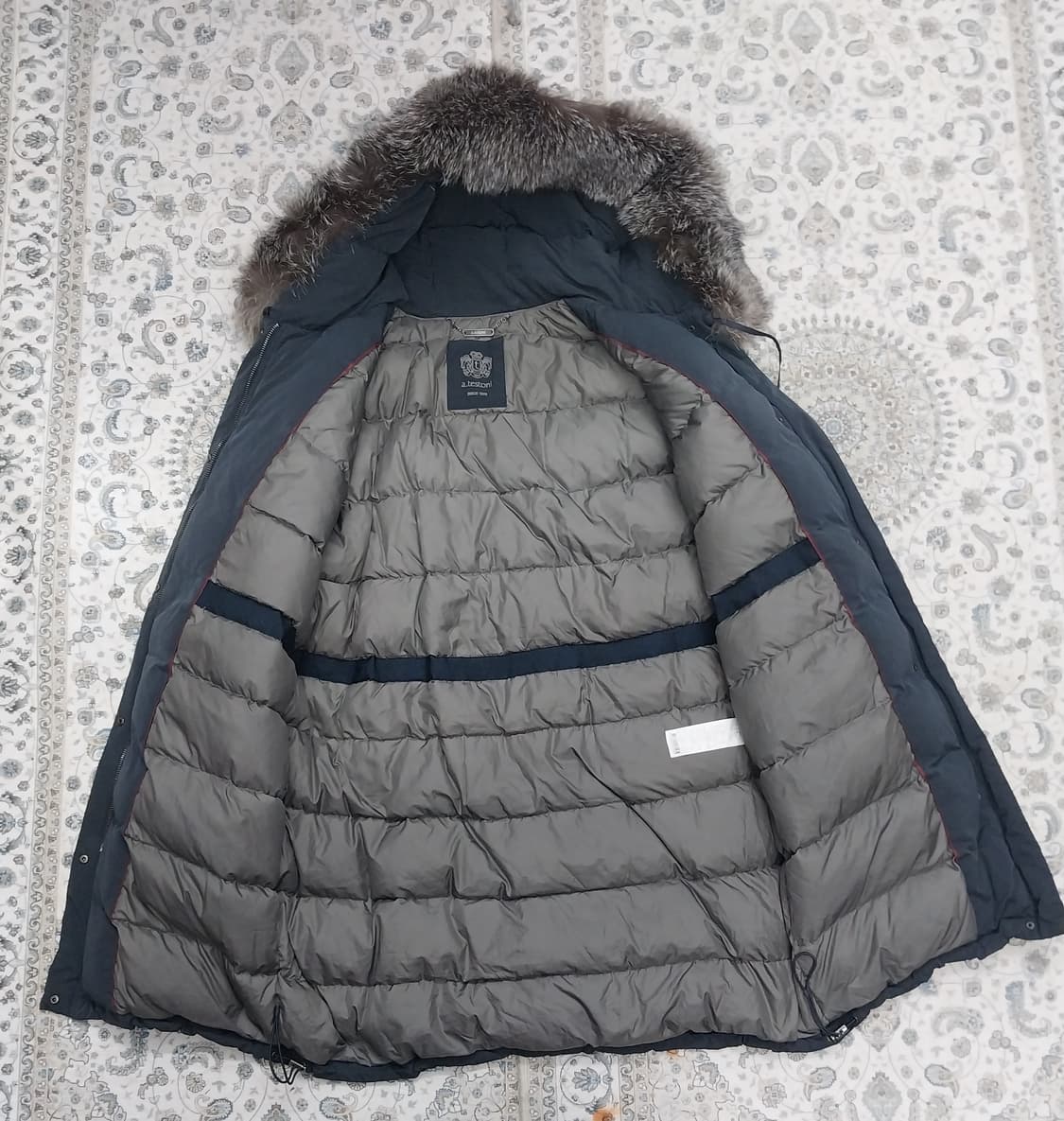 아테스토니 네이비 구스 폭스 퍼 패딩 M (66반까지) 상품이미지2