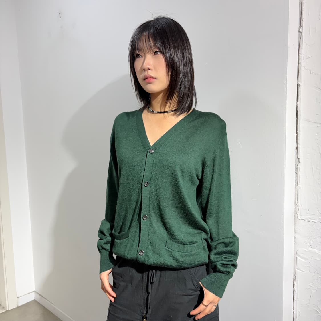 Beams 초록 니트 가디건 상품이미지1