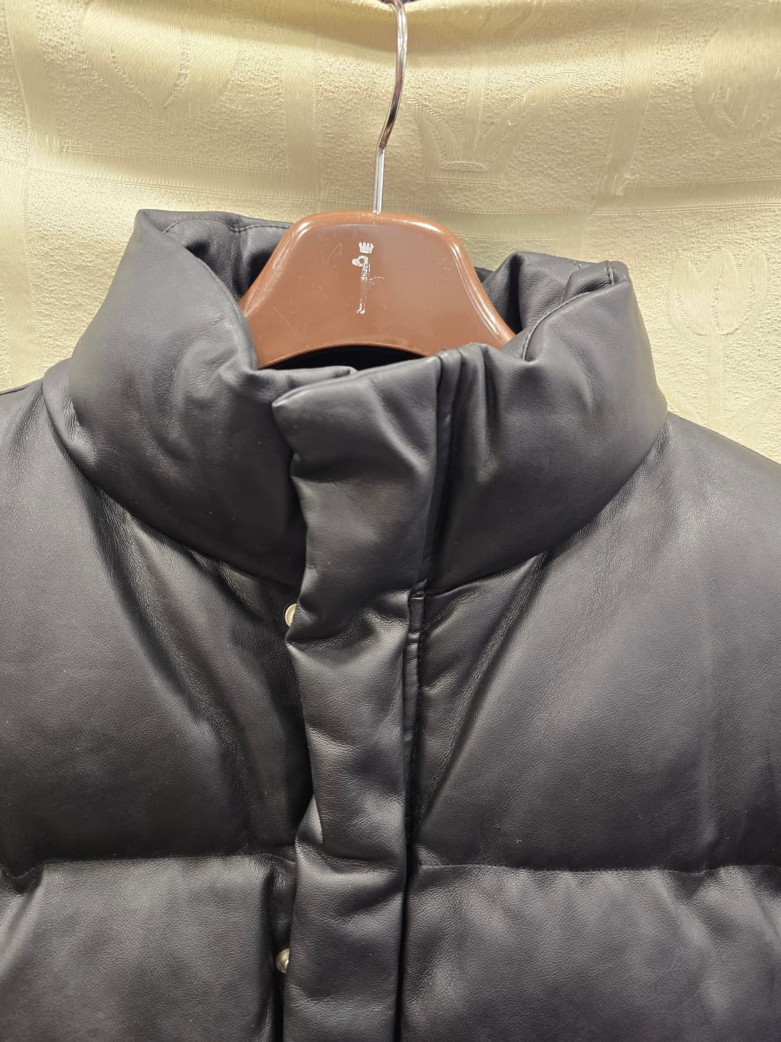 블랙업 레더 크롭 패딩 점퍼 프리사이즈 상품이미지2