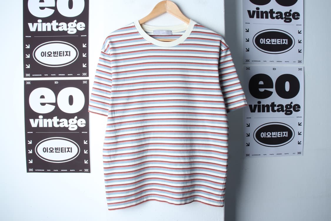 (L-XL) 에잇세컨즈 반팔 티셔츠 스트라이프 컬러믹스-H33484 상품이미지2