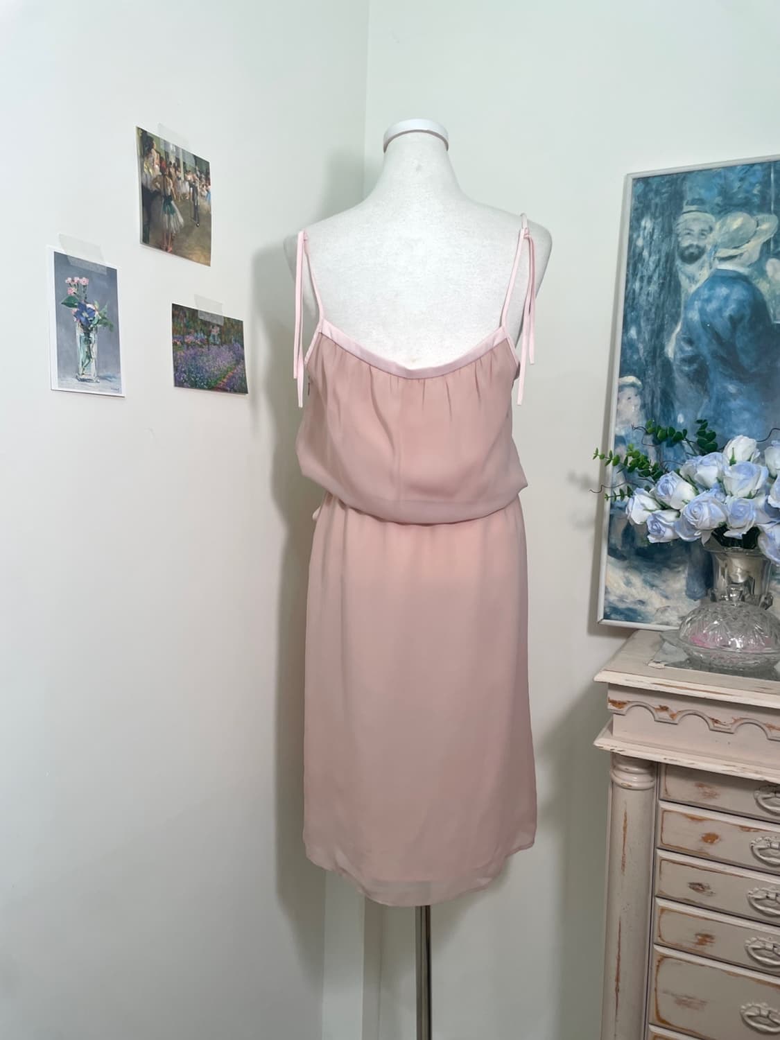 pink bow waist shirring chiffon opc 상품이미지3