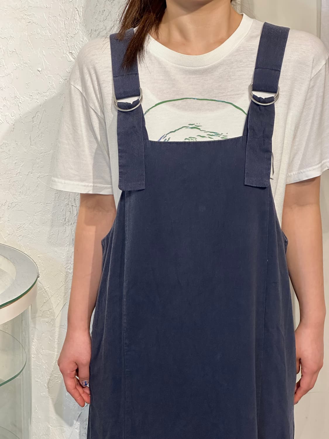 네이비 멜빵 치마 상품이미지1