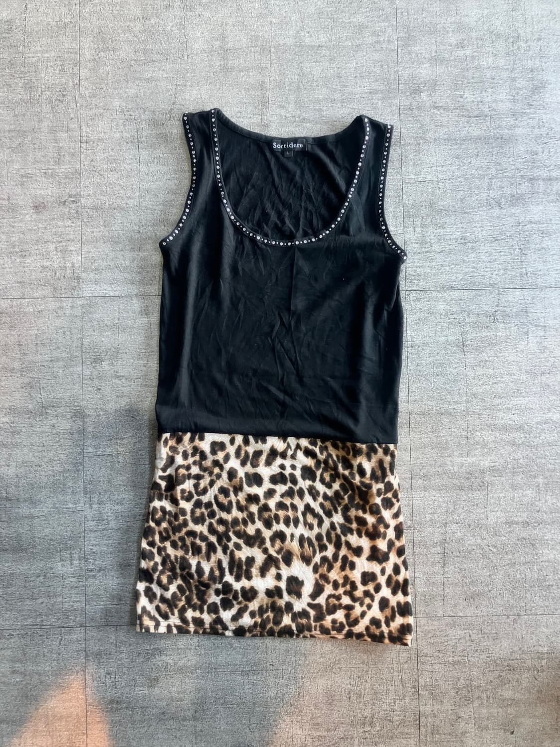 일본빈티지 Sorridere 하구미모리걸 할메카지 레오파드 슬리브리스탑 상품이미지1