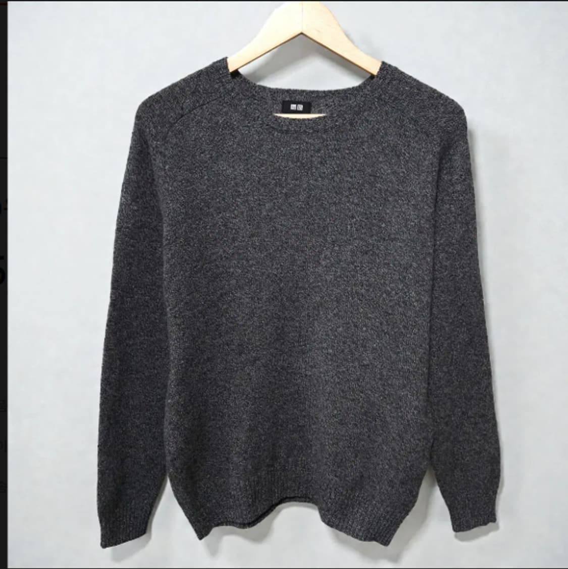 95)유니클로 울 크루넥 니트 차콜그레이 상품이미지1