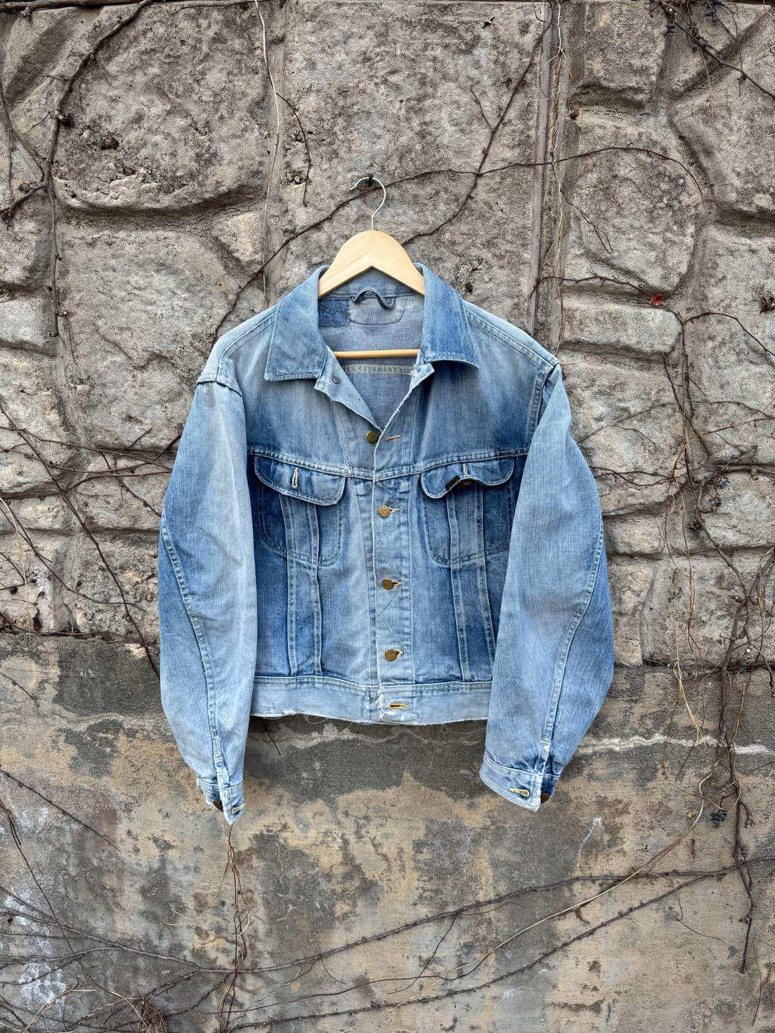 70s lee 빈티지 하드페이딩 101-j 워싱 데님 트러커 자켓 상품이미지1