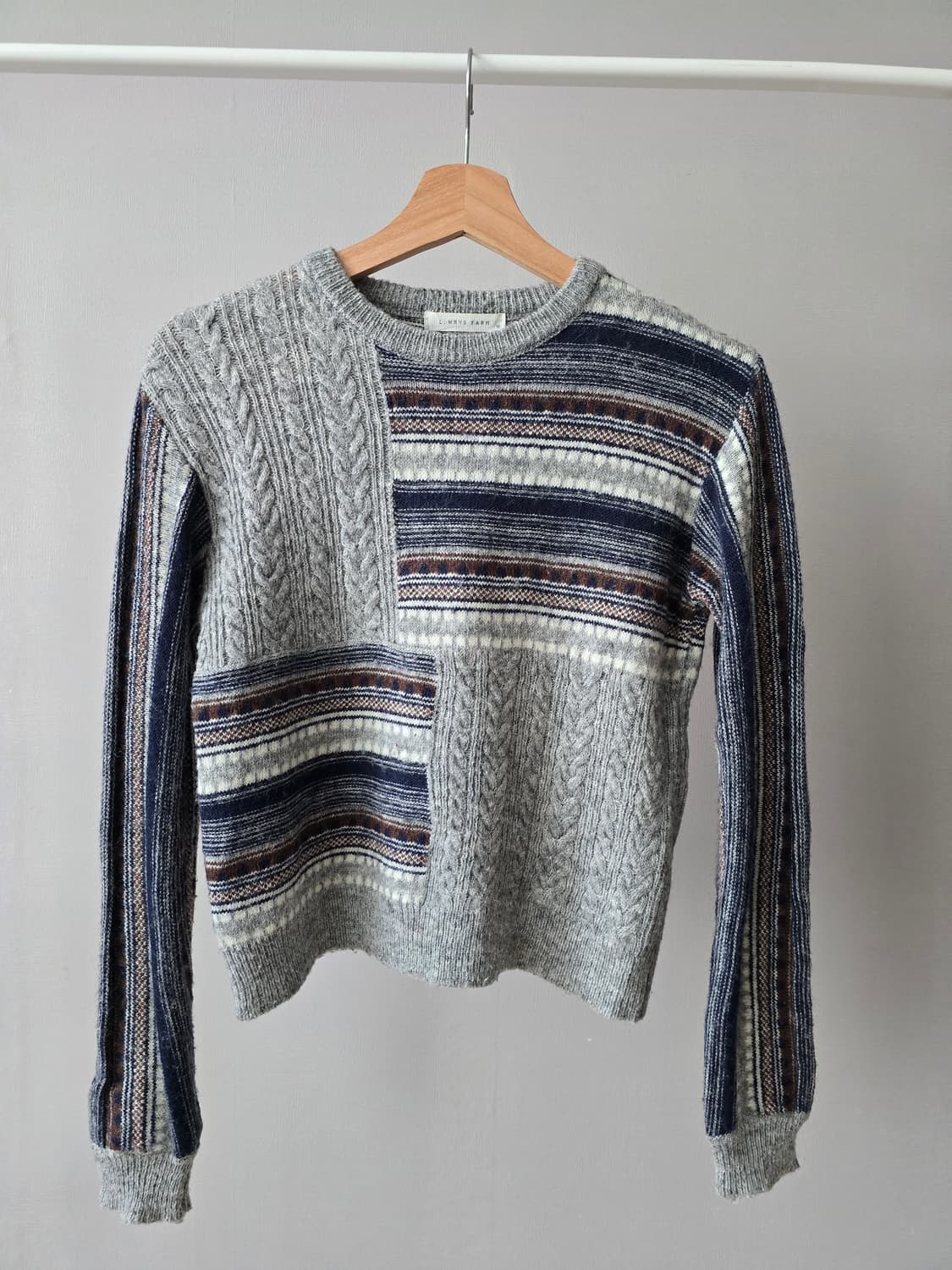 패치워크 케이블 울 니트 상품이미지2