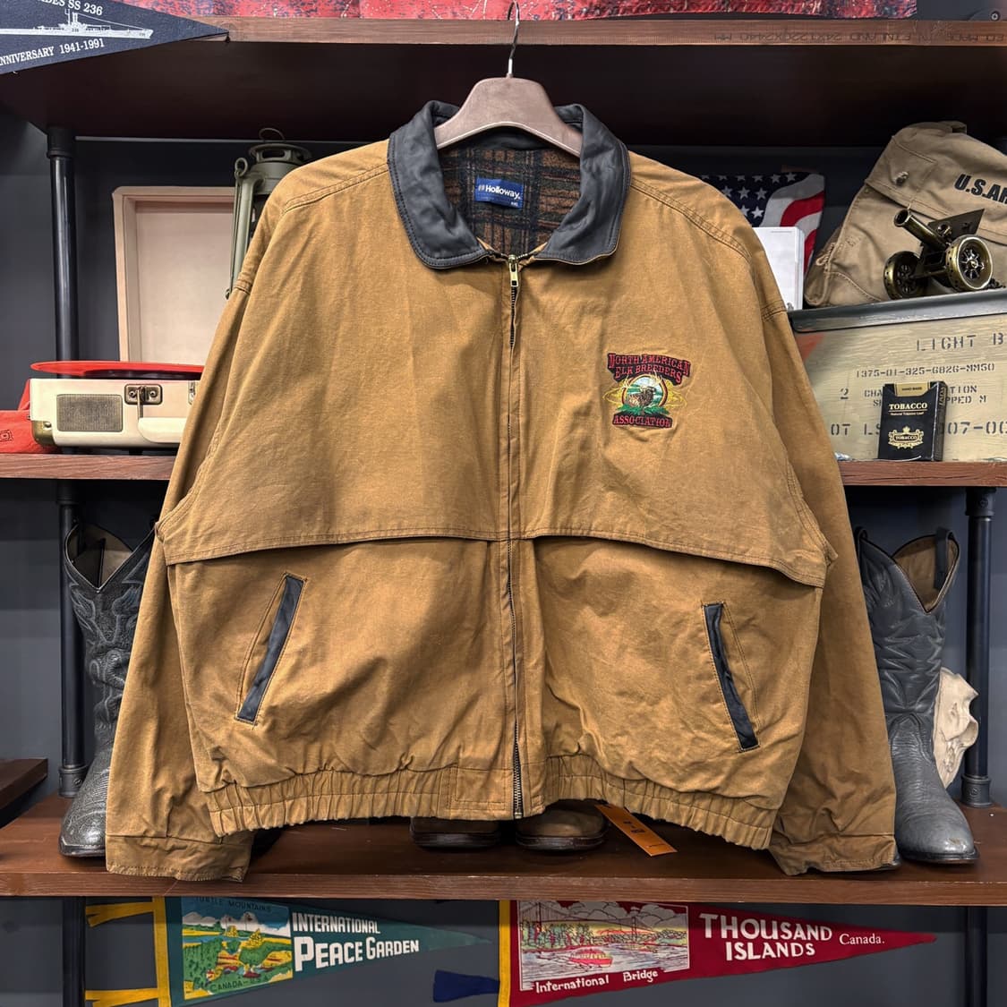 90s Holloway 체크 울 블랭킷 왁스코튼 유니온 워크자켓 N610 상품이미지1