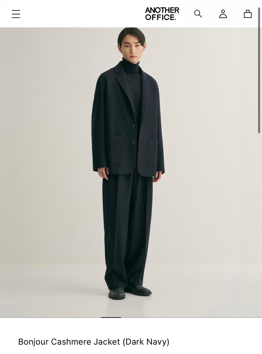 어나더오피스 봉주르 캐시미어 자켓 블레이저 다크네이비 2사이즈 판매 상품이미지6