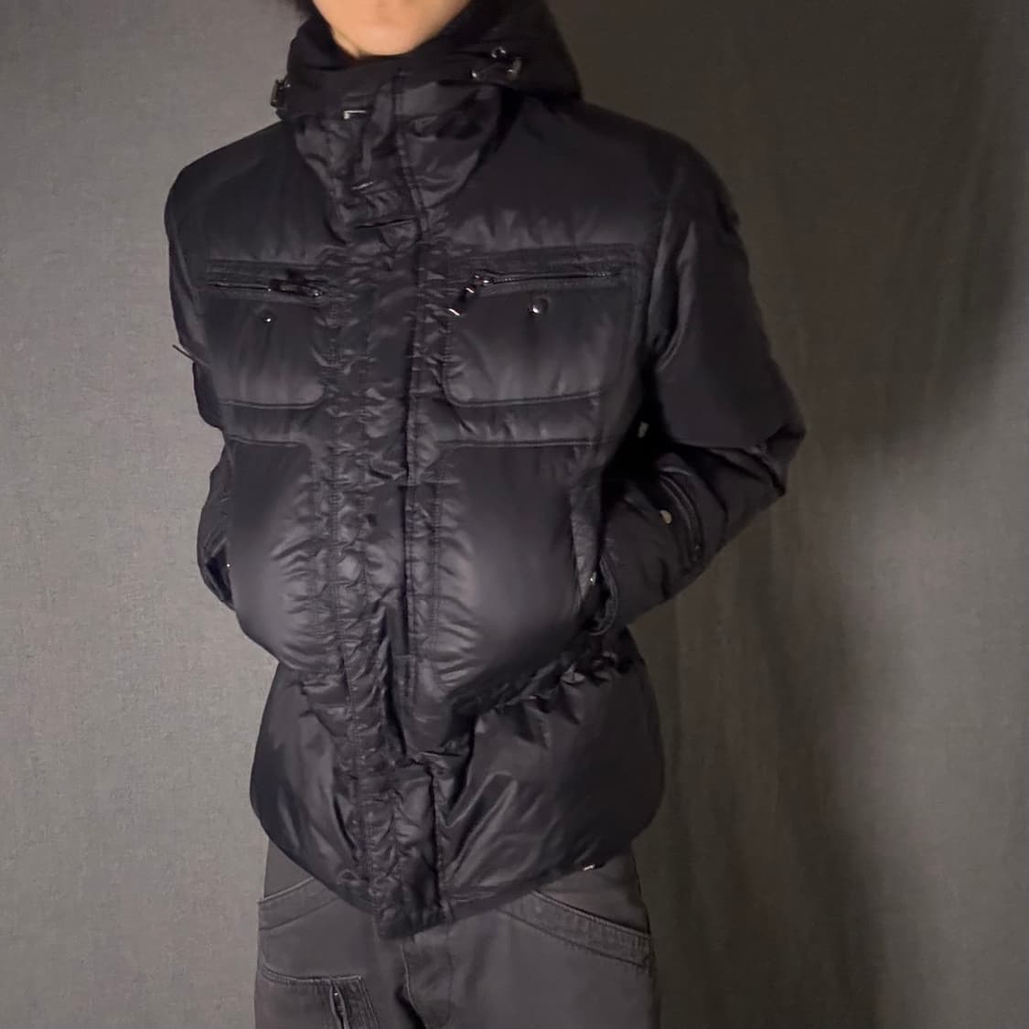 y2k 블랙 후드 패딩 점퍼 상품이미지4