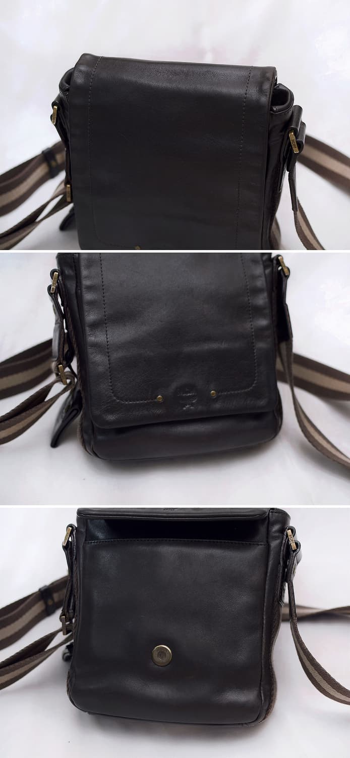 MCM 삼선 라이닝 풀그레인 카프스킨 레더 미니 메신저백 상품이미지4