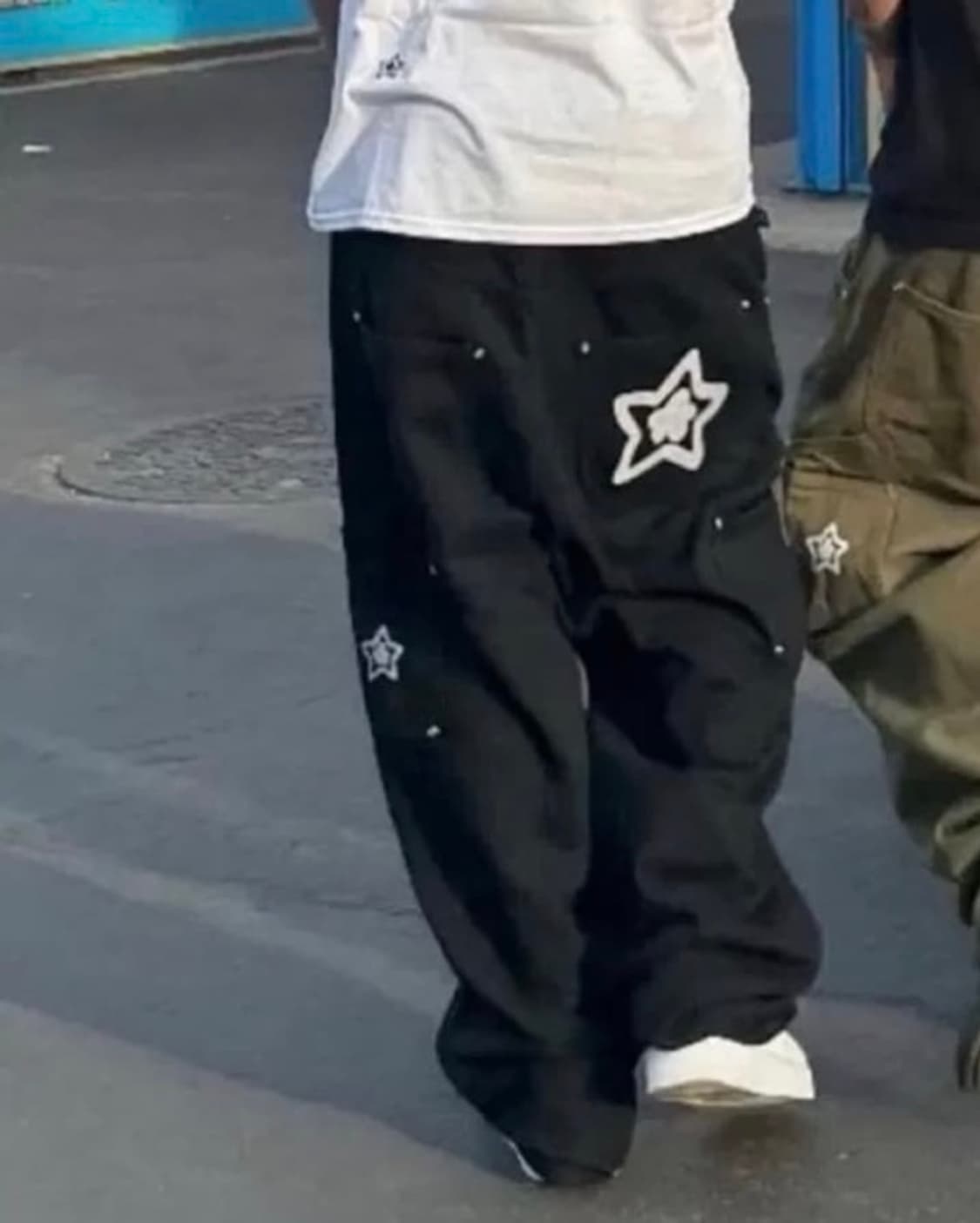 구해요 스타팀 더블니 팬츠 블랙 상품이미지1