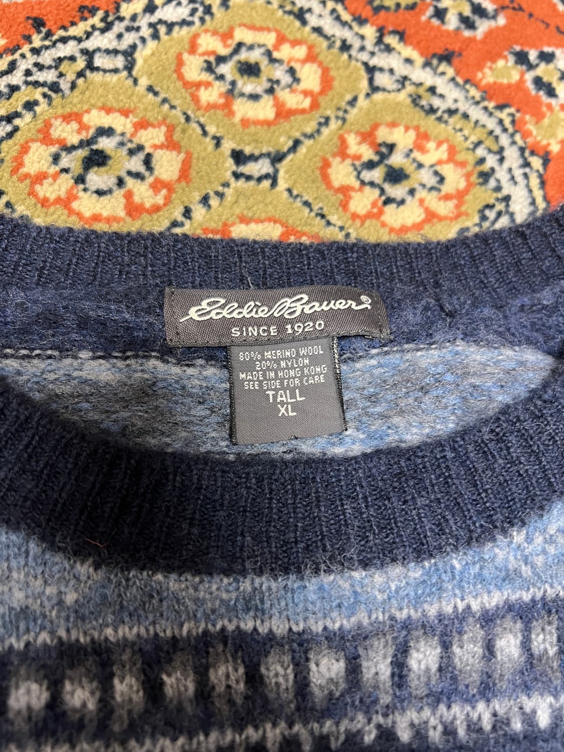 [XL] 에디바우어 패턴 니트 네이비 상품이미지2