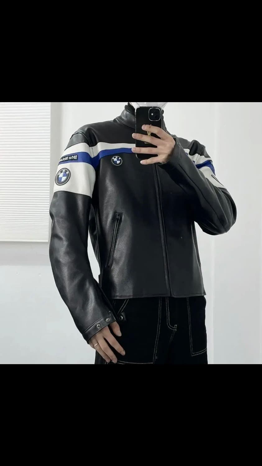 Bmw 소가죽 레더 레이싱 바이커 자켓 블랙 상품이미지3