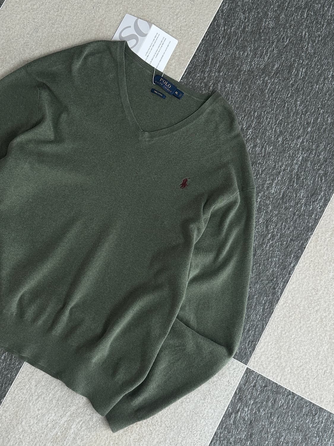 폴로 랄프로렌 피스타치오 V넥 피마코튼 니트 상품이미지3