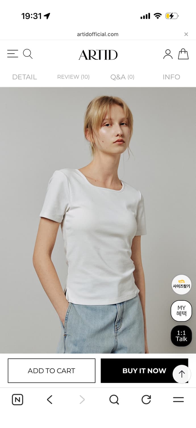 ARTID 이너캡 반팔 티셔츠 화이트 상품이미지1