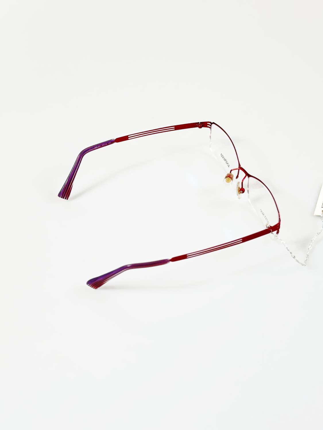 KISHIMOTO 레드 티타늄 반무테 스퀘어 빈티지 안경 상품이미지4