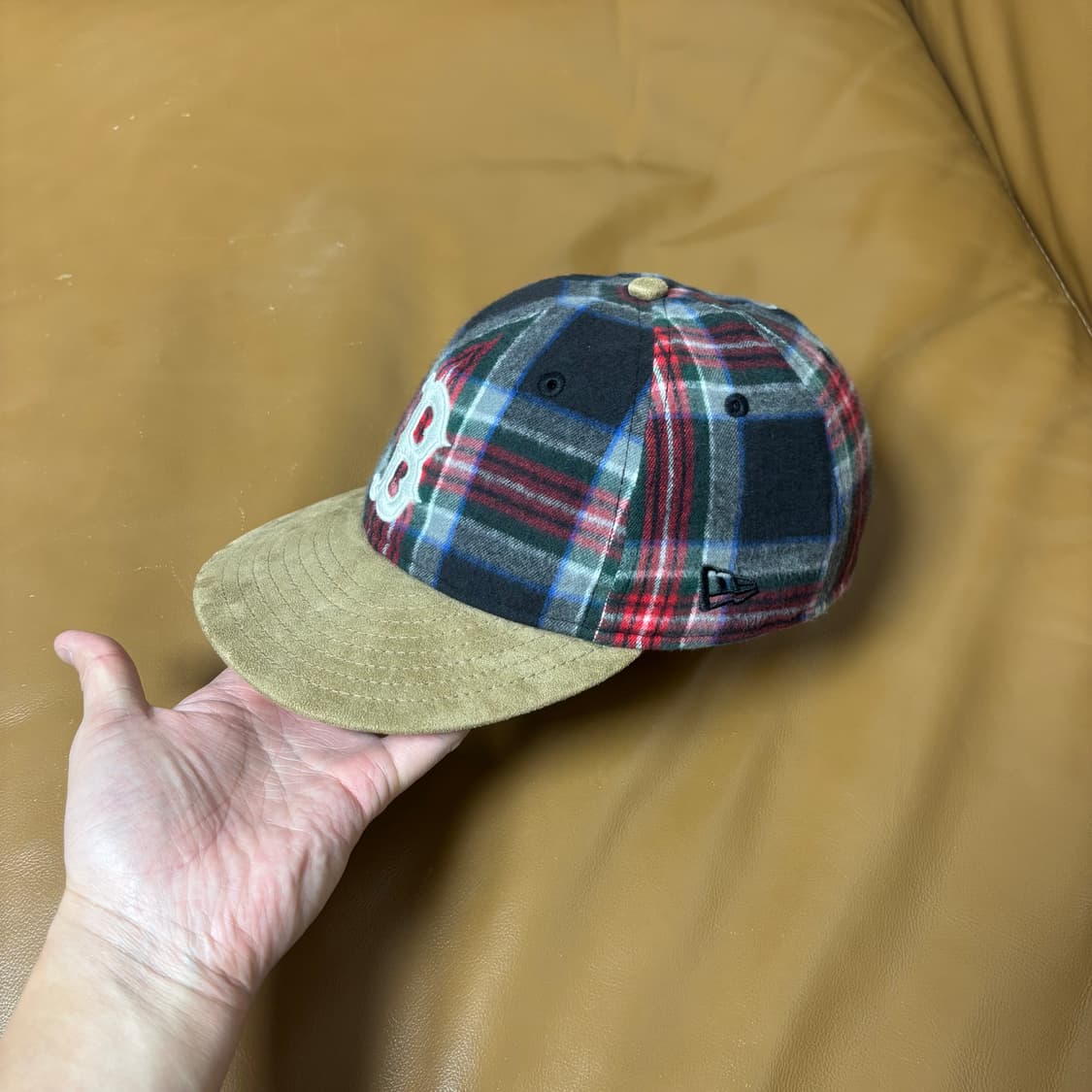 빔즈 뉴에라 9Fifty 볼캡 모자 스웨이드 바이저 잉글랜드 체크 상품이미지4