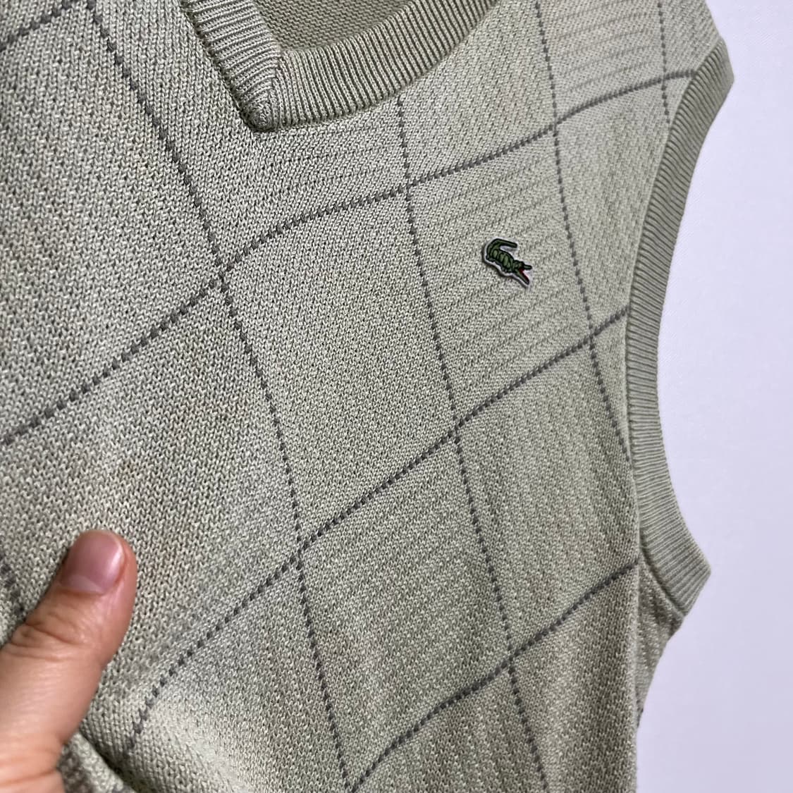 라코스테 아가일 니트 베스트 그린 95 상품이미지8