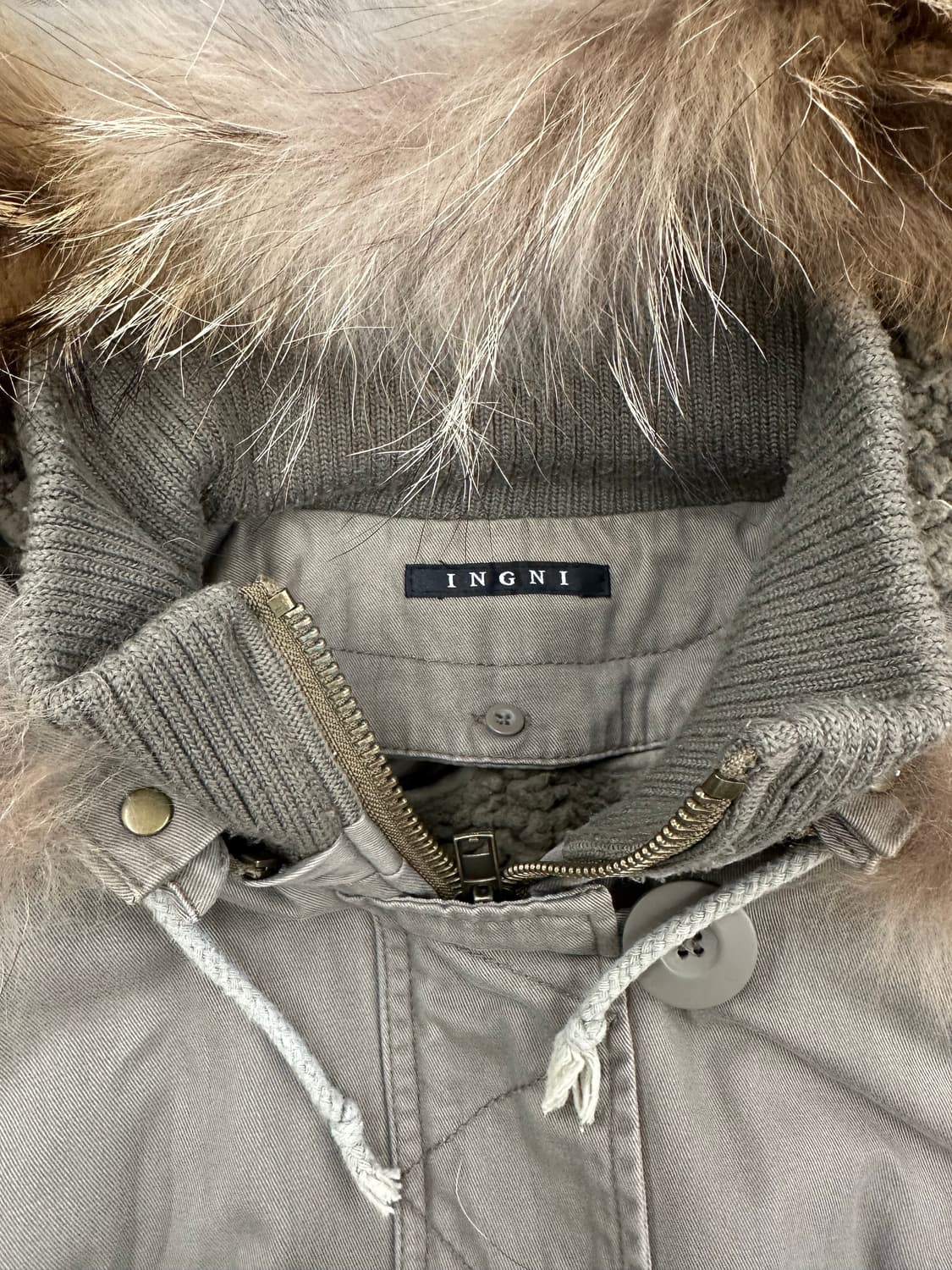 M)INGNI vintage 여성 베이지 퍼 후드 야상 자켓 상품이미지4
