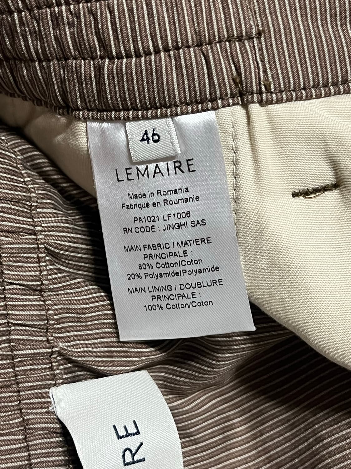 LEMAIRE 벨티드 이지 팬츠 46 상품이미지3