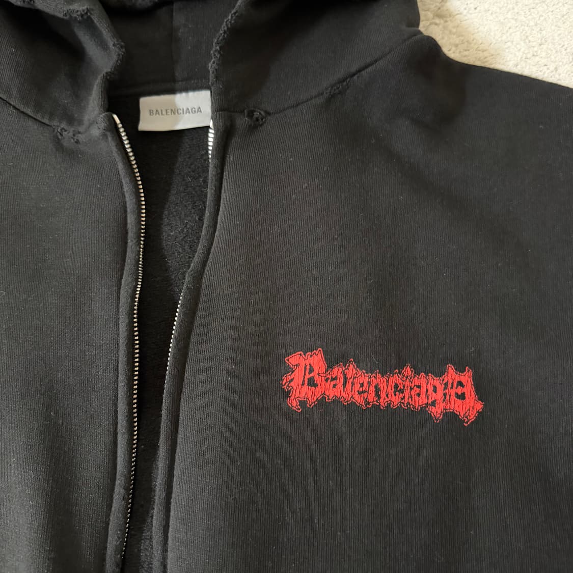 [L] 발렌시아가 살롱 드 쿠튀르 레귤러 핏 후드 집업 블랙 상품이미지2