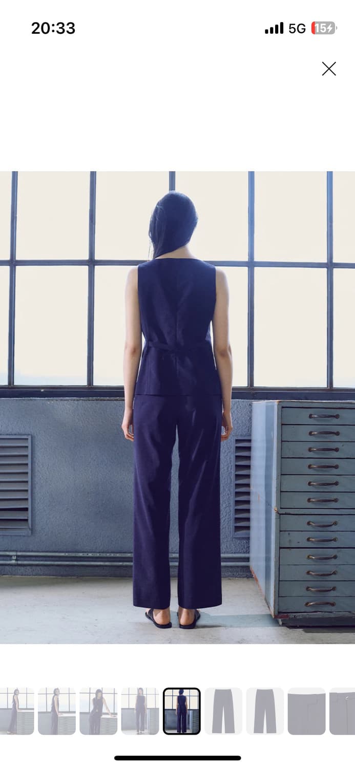 구호플러스 린넨스타일 네이비 슬랙스 상품이미지5