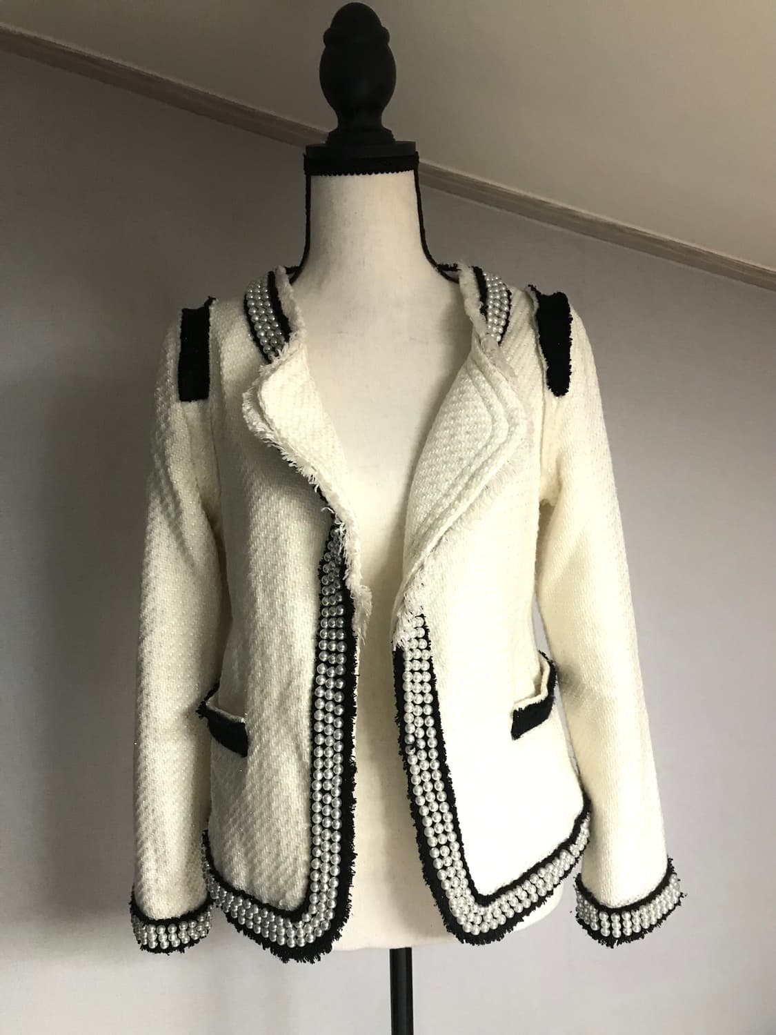 Pearl Trimmed Tweed Open Jacket 상품이미지2