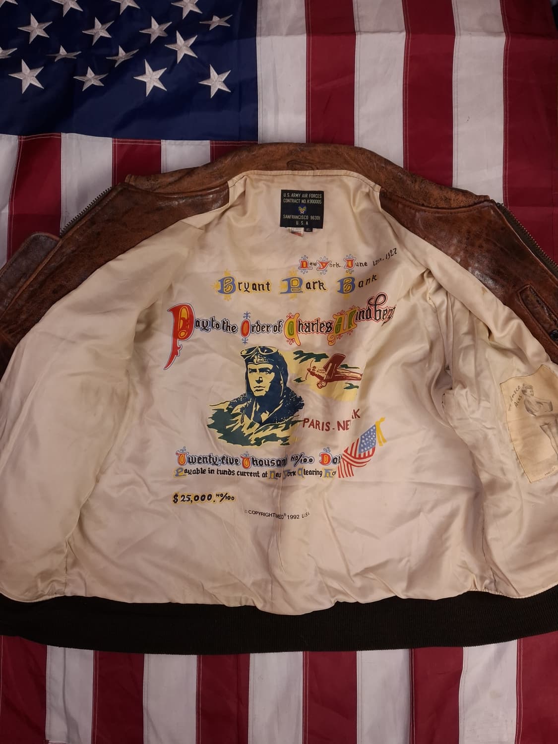 오리지날 90's 아메코 미육군 항공대 리얼레더 항공자켓 상품이미지6