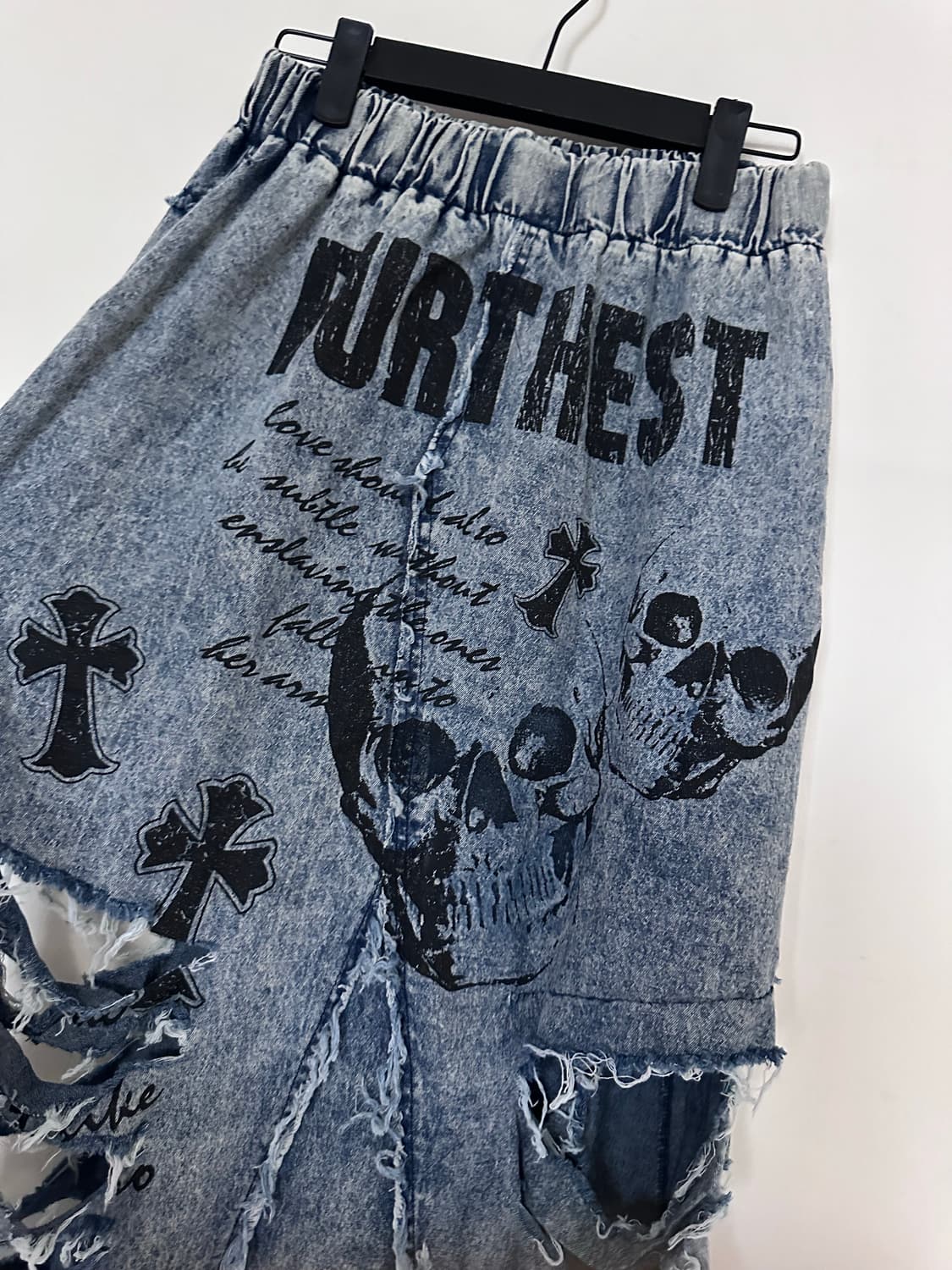 skull printing damage denim sk 상품이미지4