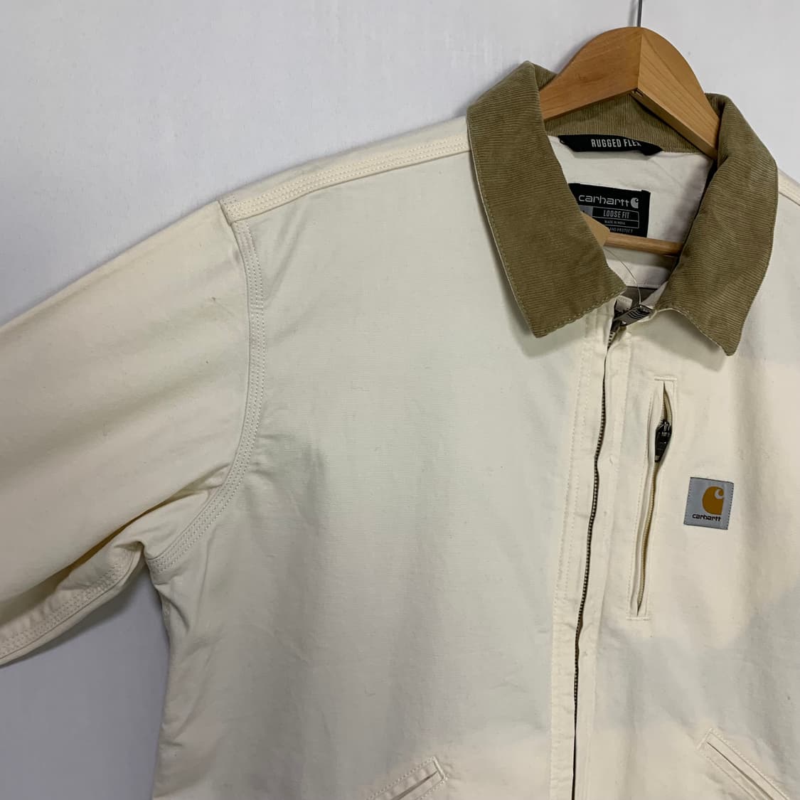 칼하트 빈티지 카라 배색 아이보리 코듀로이 자켓 L 상품이미지3