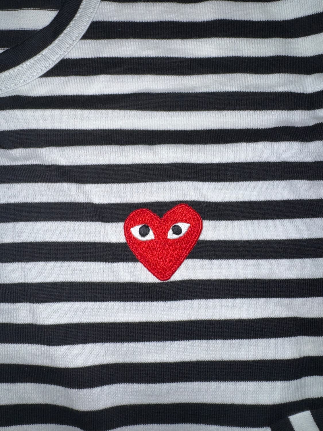 플레이 꼼데가르송 스트라이프 롱슬리브 티셔츠 블랙 화이트 상품이미지2