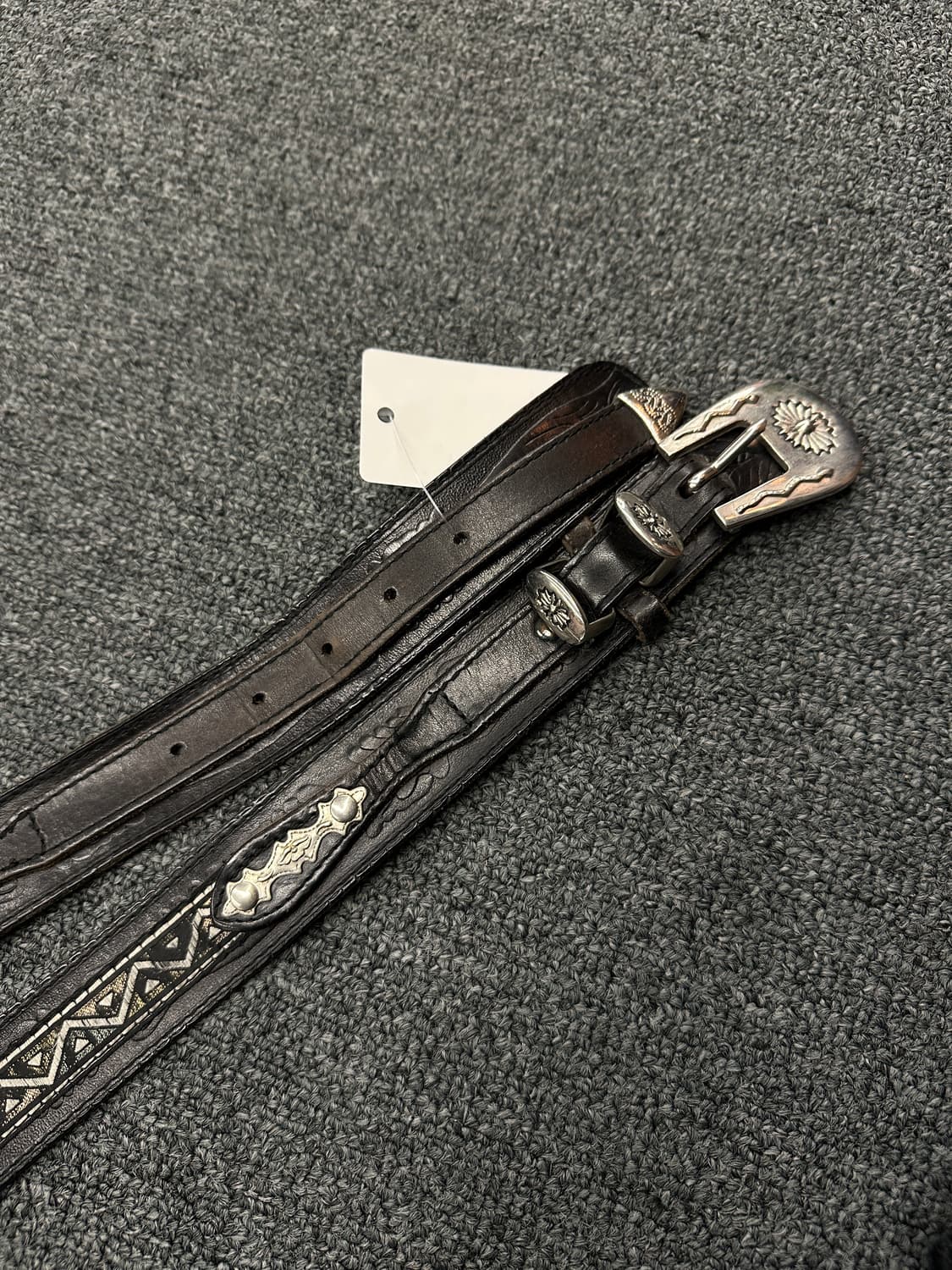 빈티지 웨스턴 블랙 가죽벨트 상품이미지2