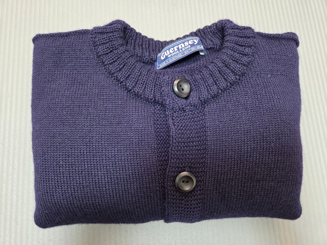 100%영국울 건지울른스 피셔맨 홀가먼트가디건 네이비44(105)XL판매 상품이미지8