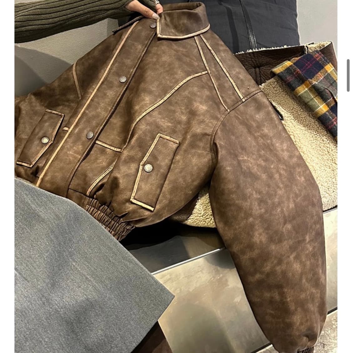 빈티지 스타일 가죽 자켓 상품이미지6