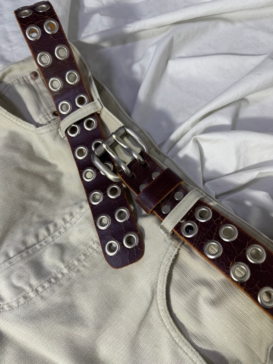 빈티지 더블 아일렛 레더 벨트 상품이미지3