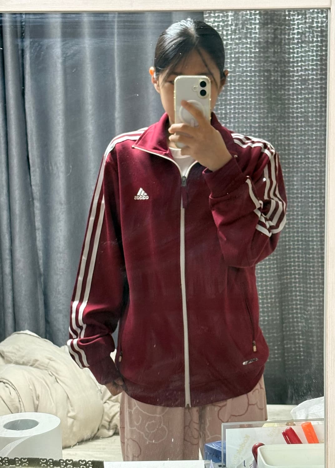 아디다스 트랙탑 삼선 버건디 져지 상품이미지1