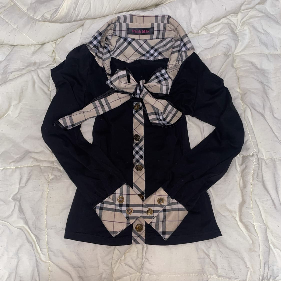 pink mix 핑크믹스 스트라이프 셔츠 오네갸루 히메갸루 긱시크 상품이미지1