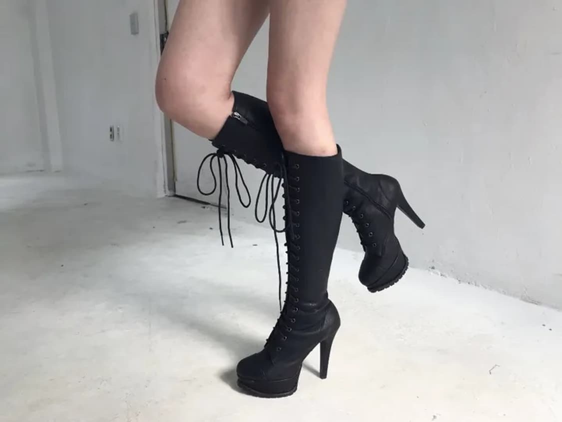 Kyoiii 쿄이 레이스업 힐 롱부츠 상품이미지1