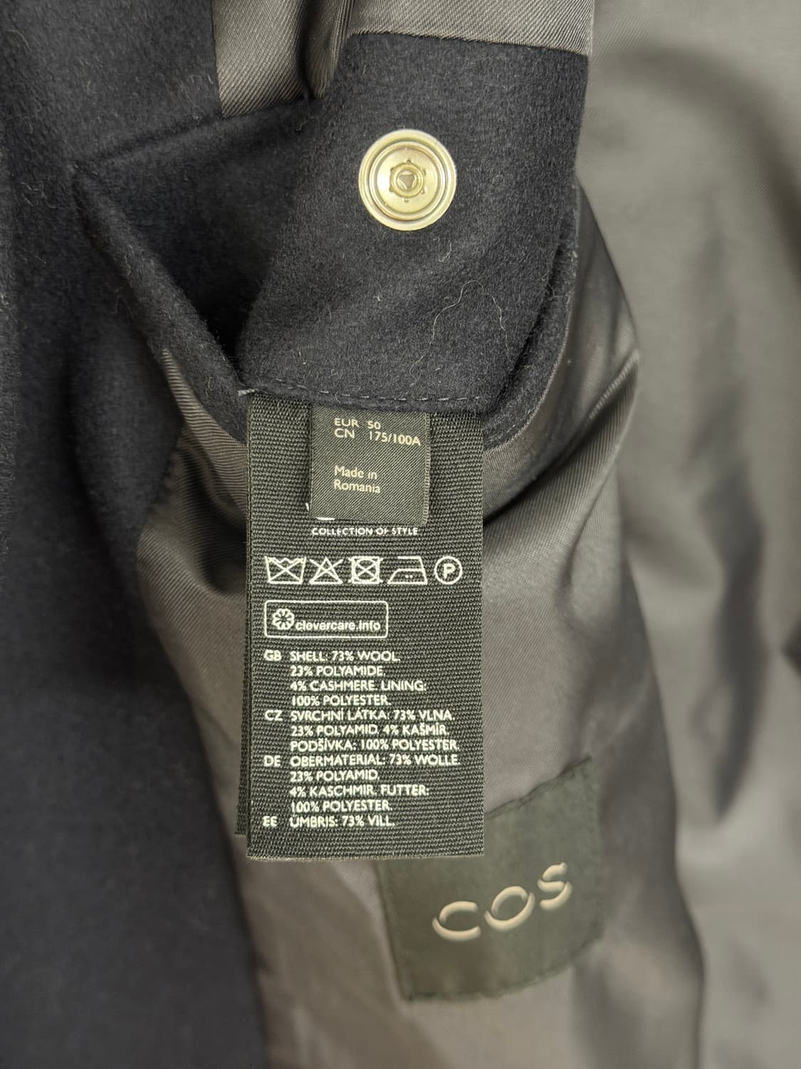 COS 코스 남성 캐시미어 코트 네이비 EUR50사이즈 상품이미지5