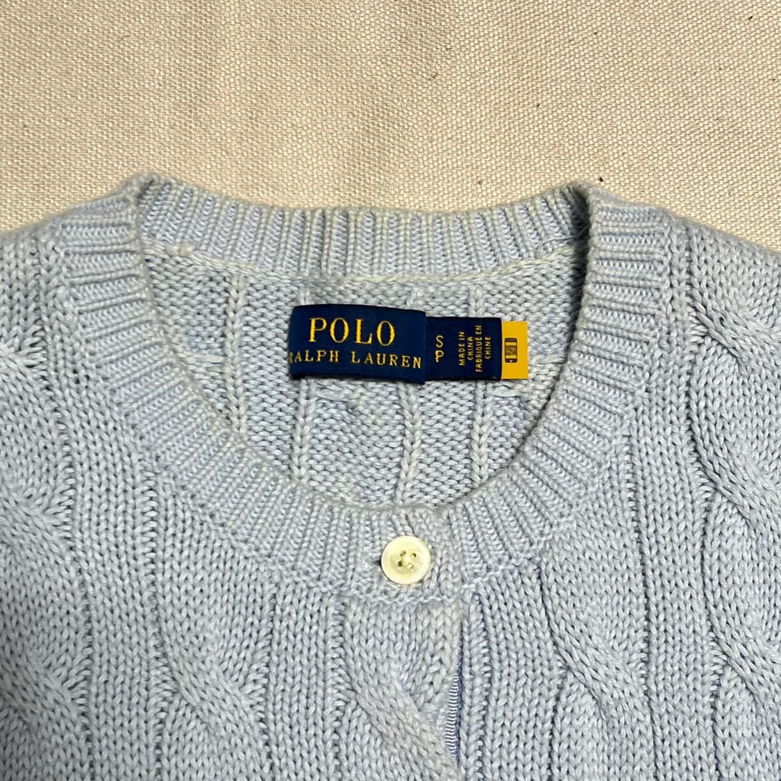 S 폴로랄프로렌 여성용 스카이블루 케이블 가디건 상품이미지4