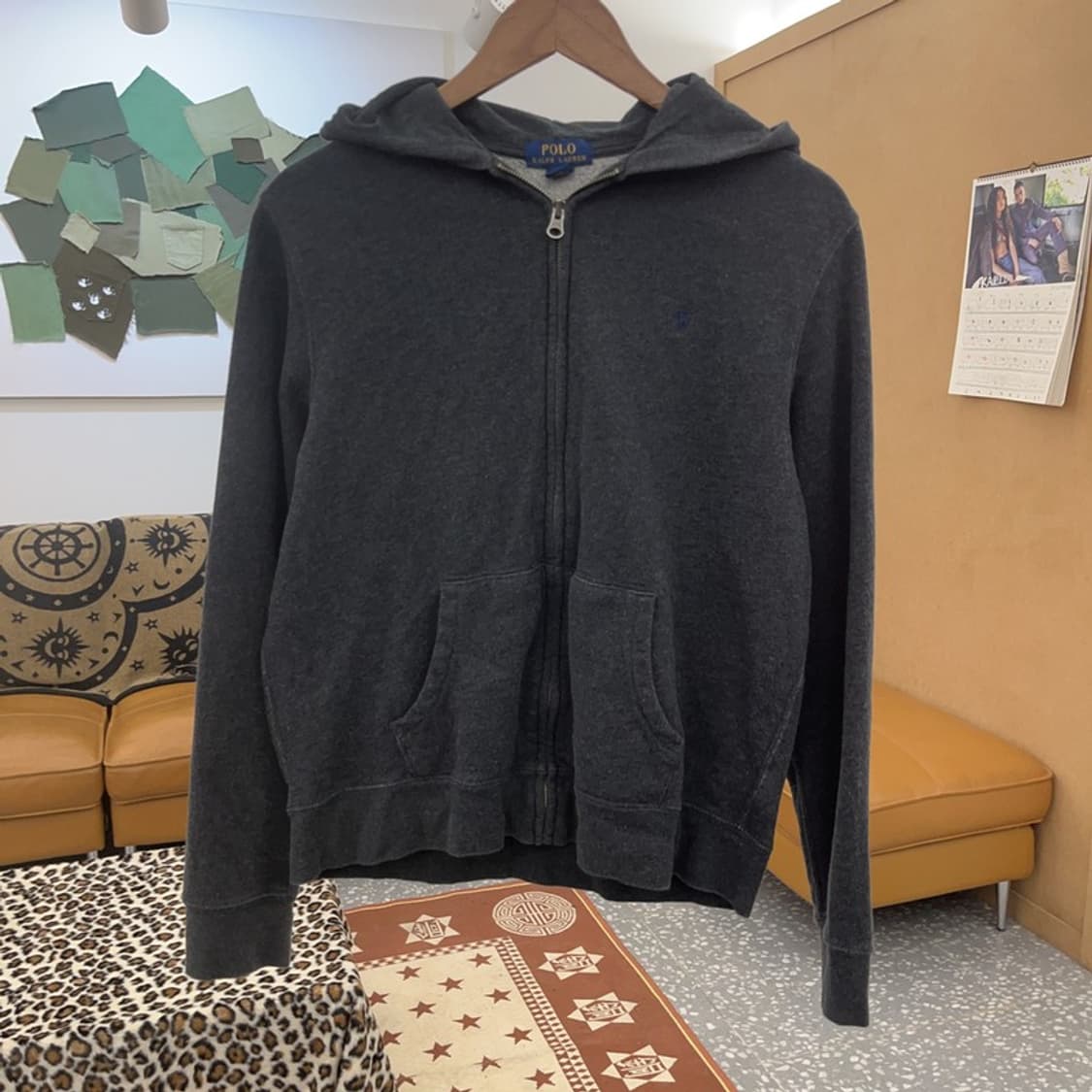 폴로 랄프로렌 빈티지 모던 캐주얼 차콜 기모 후드집업 XL C09204 상품이미지3